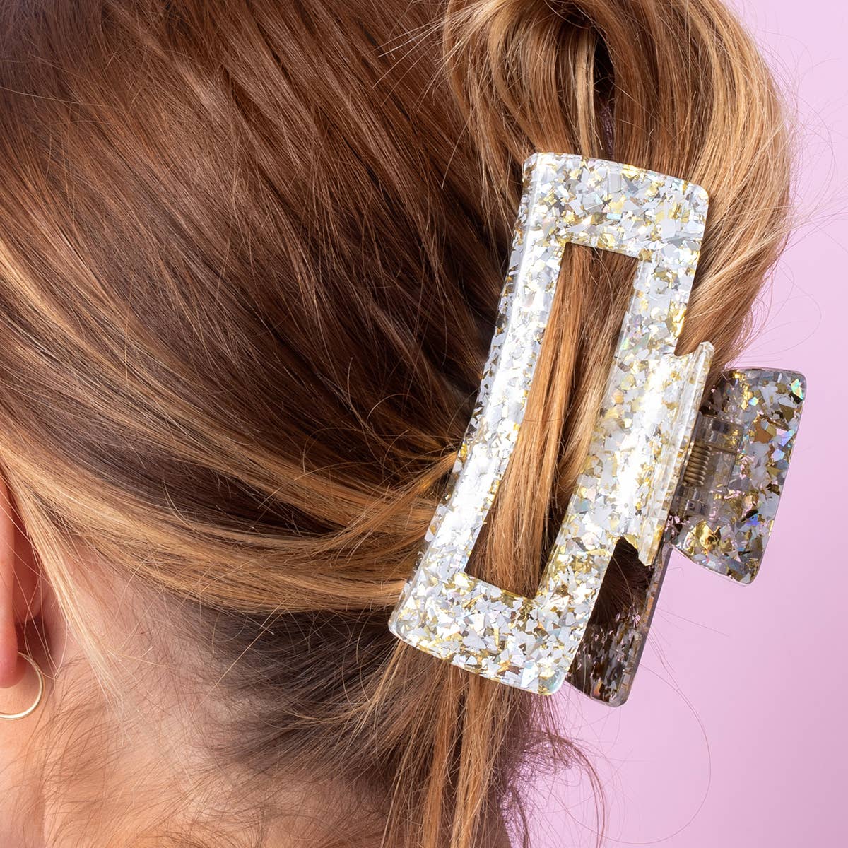 Confetti Claw Hair Clip - Pearl + Gold