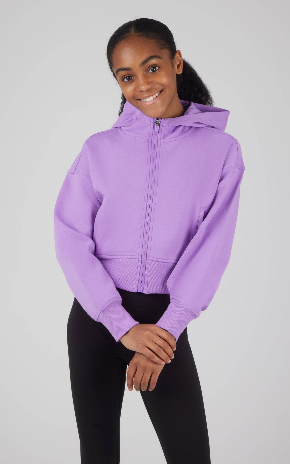 Girls- Scuba Full Zip Everyday Hoodie Jacket- Purple
