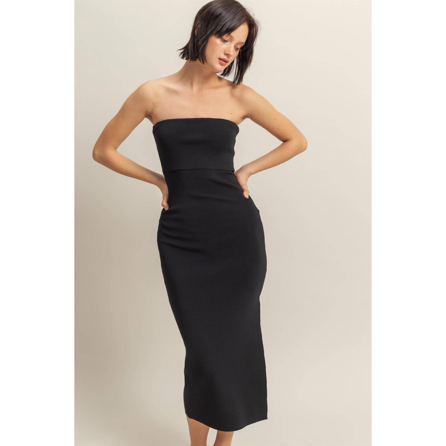 Victoria Strapless Bodycon Dress- Black