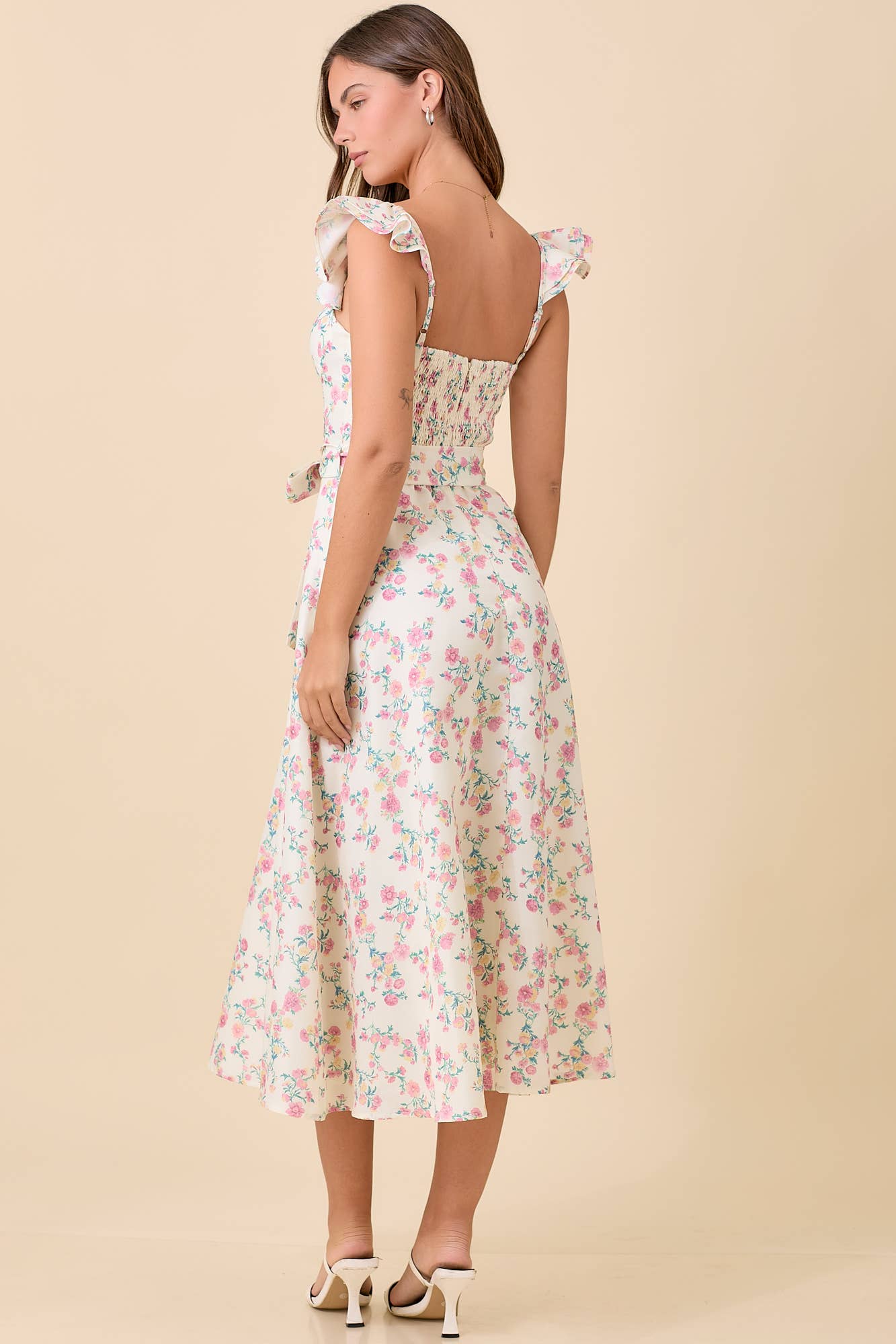 Sara Ruffle Sleeve Midi Dress