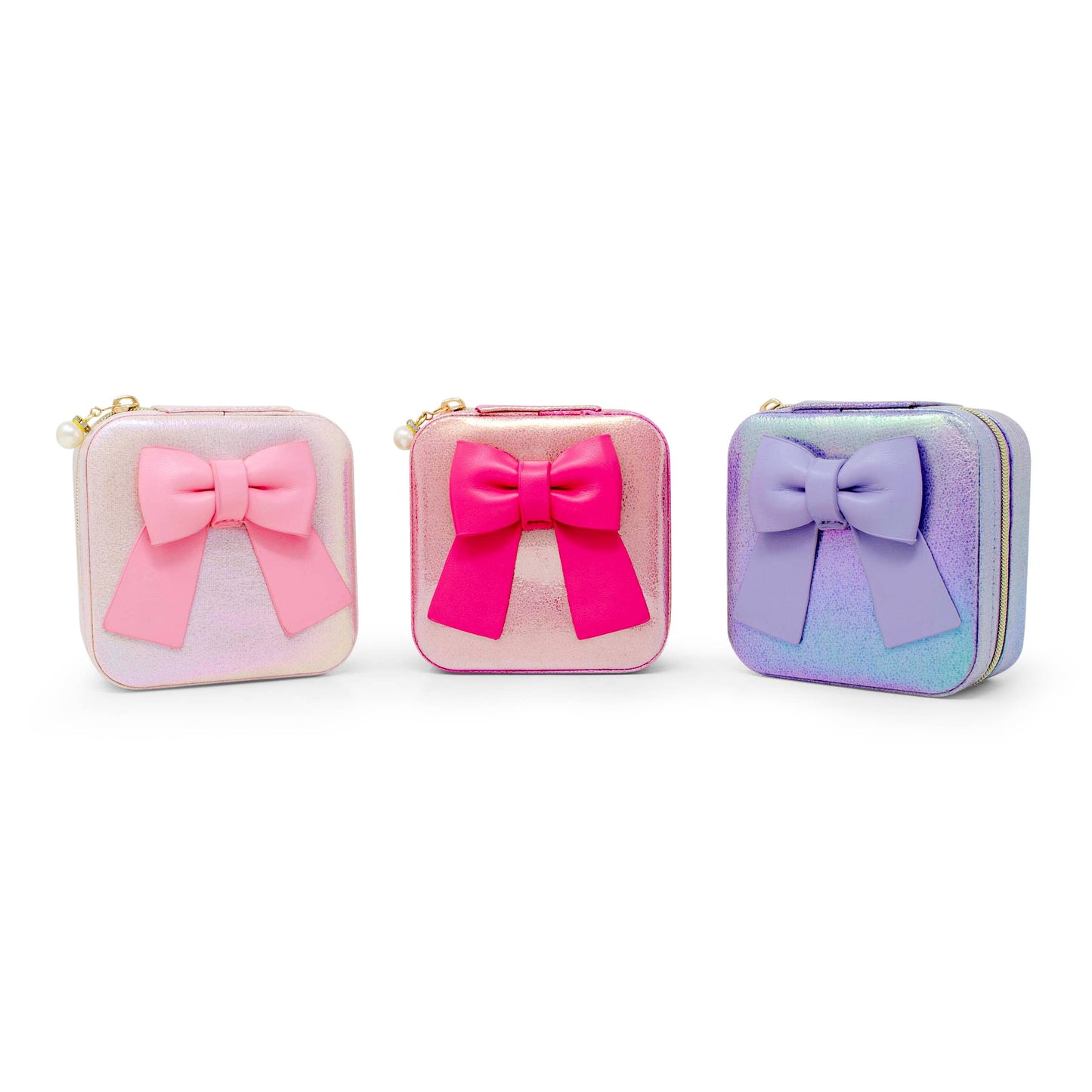 Girls Shiny Bow Jewelry Box: Hot Pink