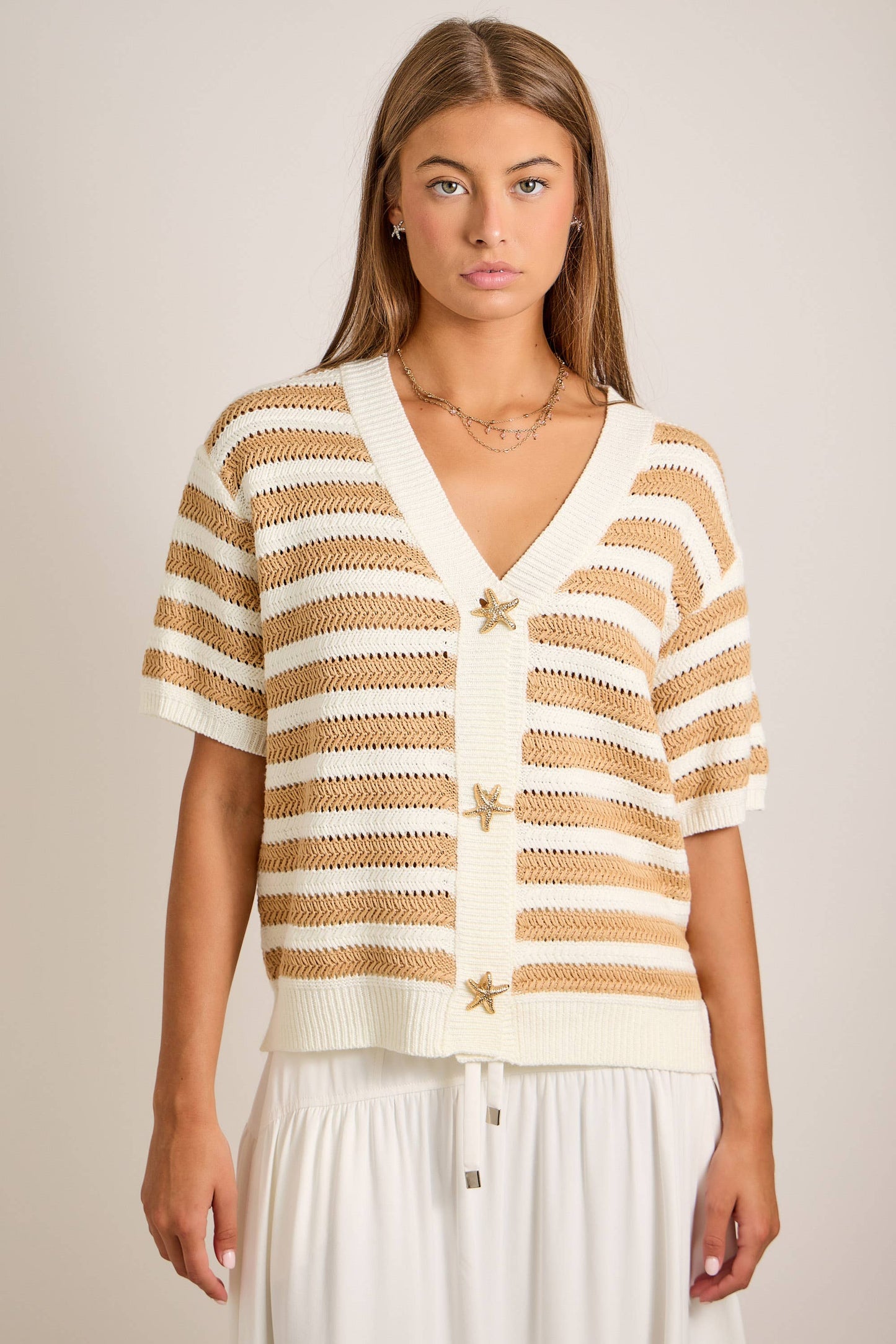 Nautical Stripe Cardigan with Starfish Button