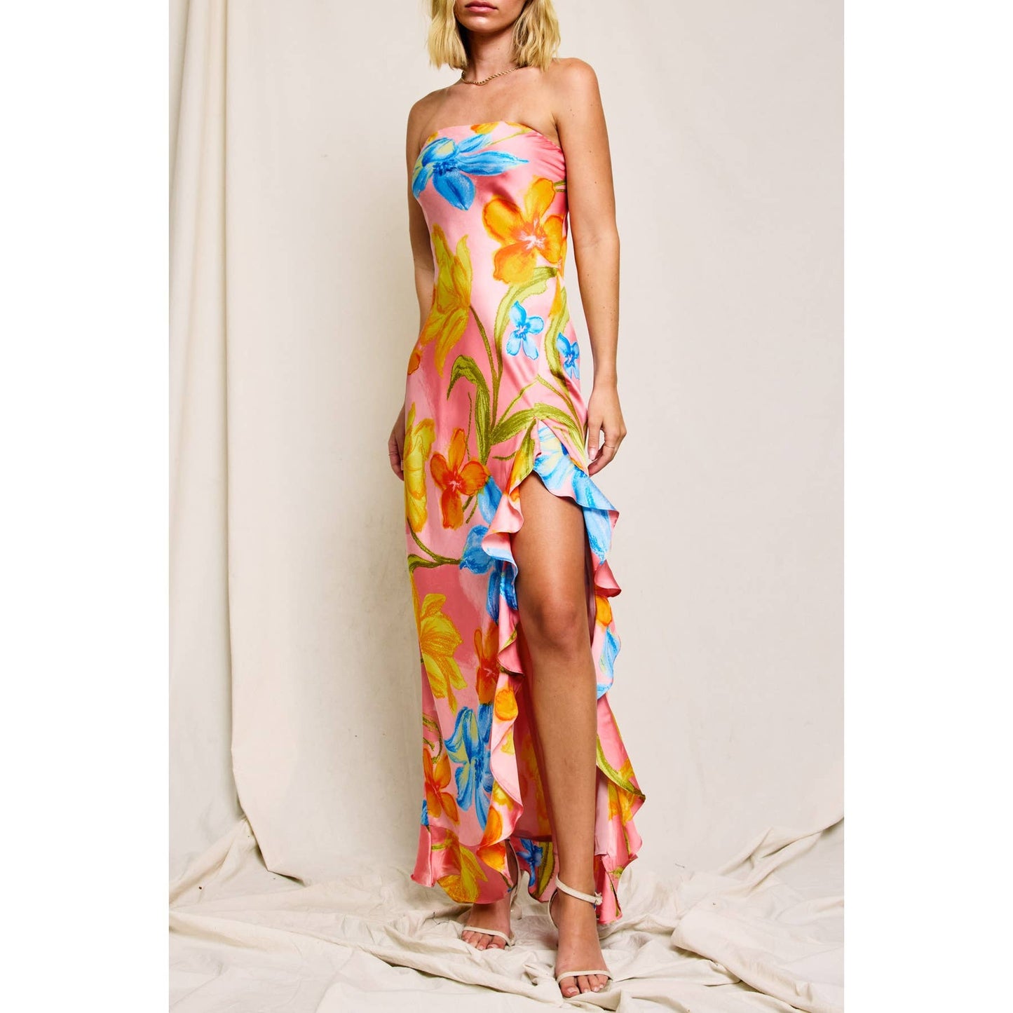 Blossom Strapless Ruffled Dress