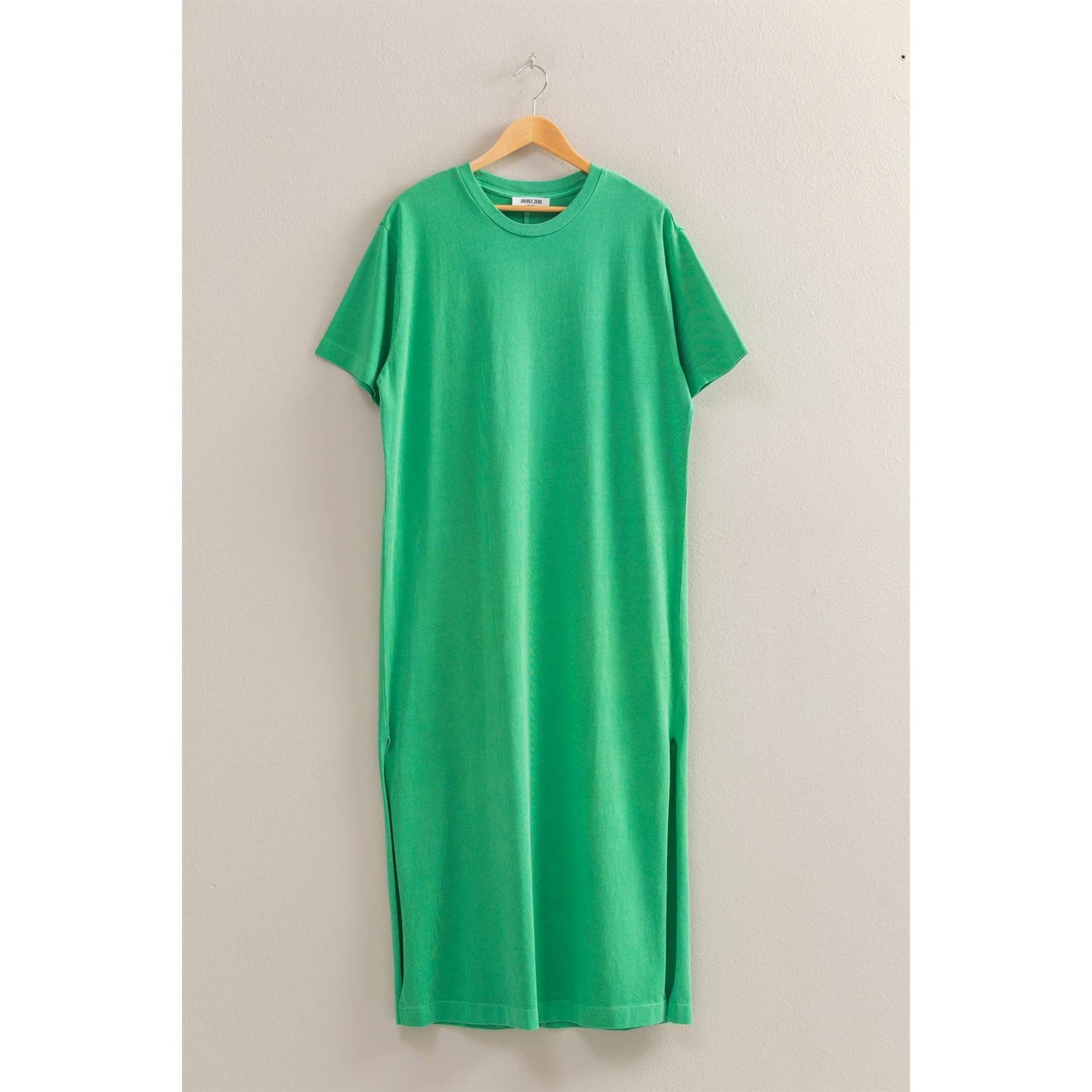 DZ25E071-Short Sleeve T-Shirt Maxi Knit Dress: GREEN / S-M-L(2-2-2)