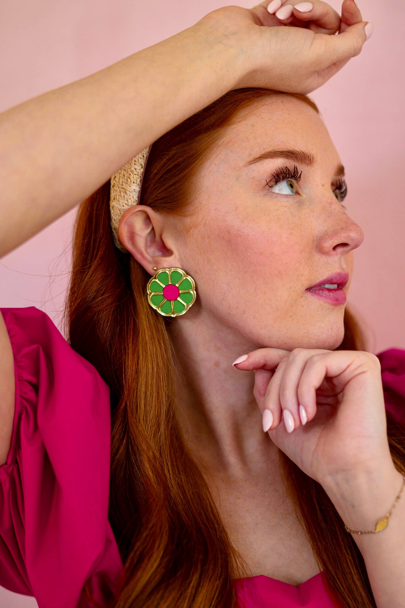 Dark Blue Flower Statement Studs