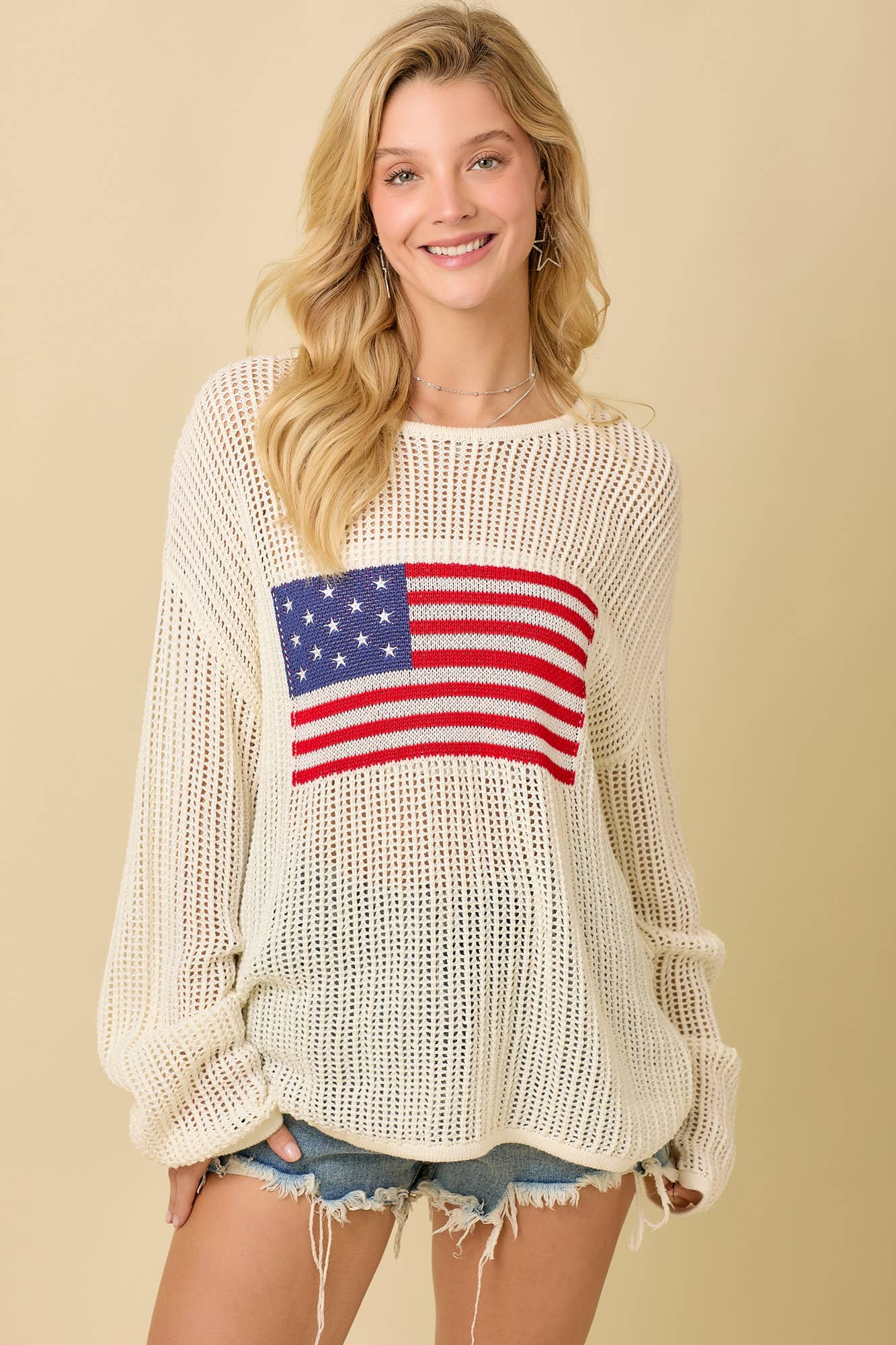 Americana Crochet Knit Top