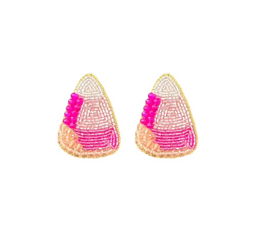 Halloween Pink Candy Corn Stud Earrings