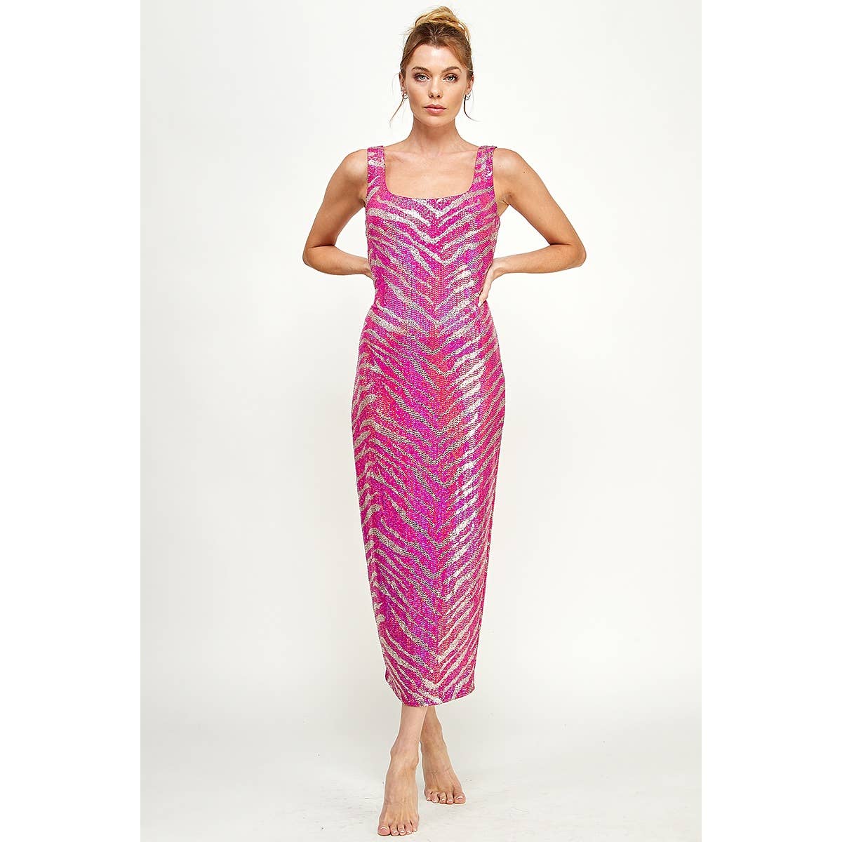 Carmela Zebra Print Metallic Dress