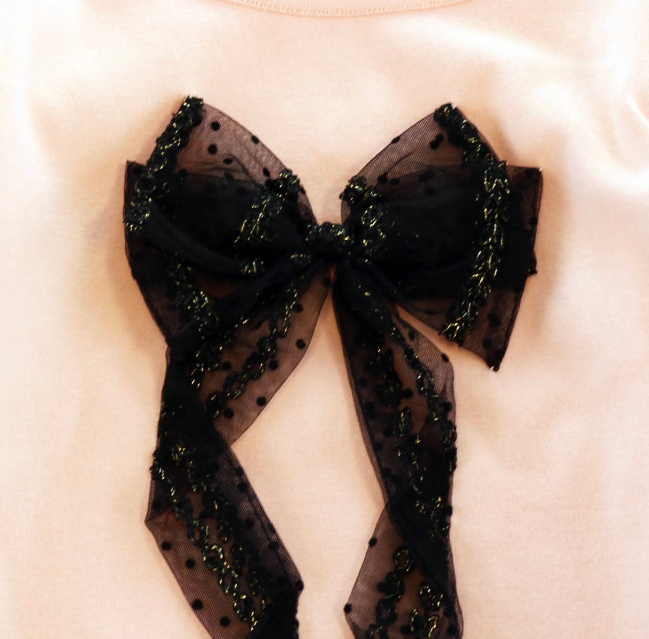 Bella Mesh Bow & Sleeve Top