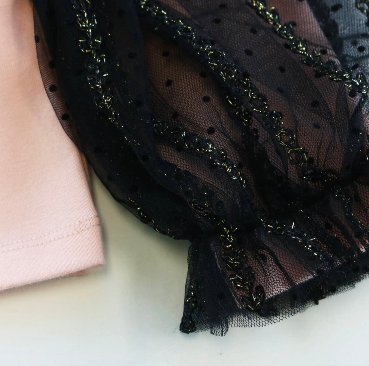 Bella Mesh Bow & Sleeve Top