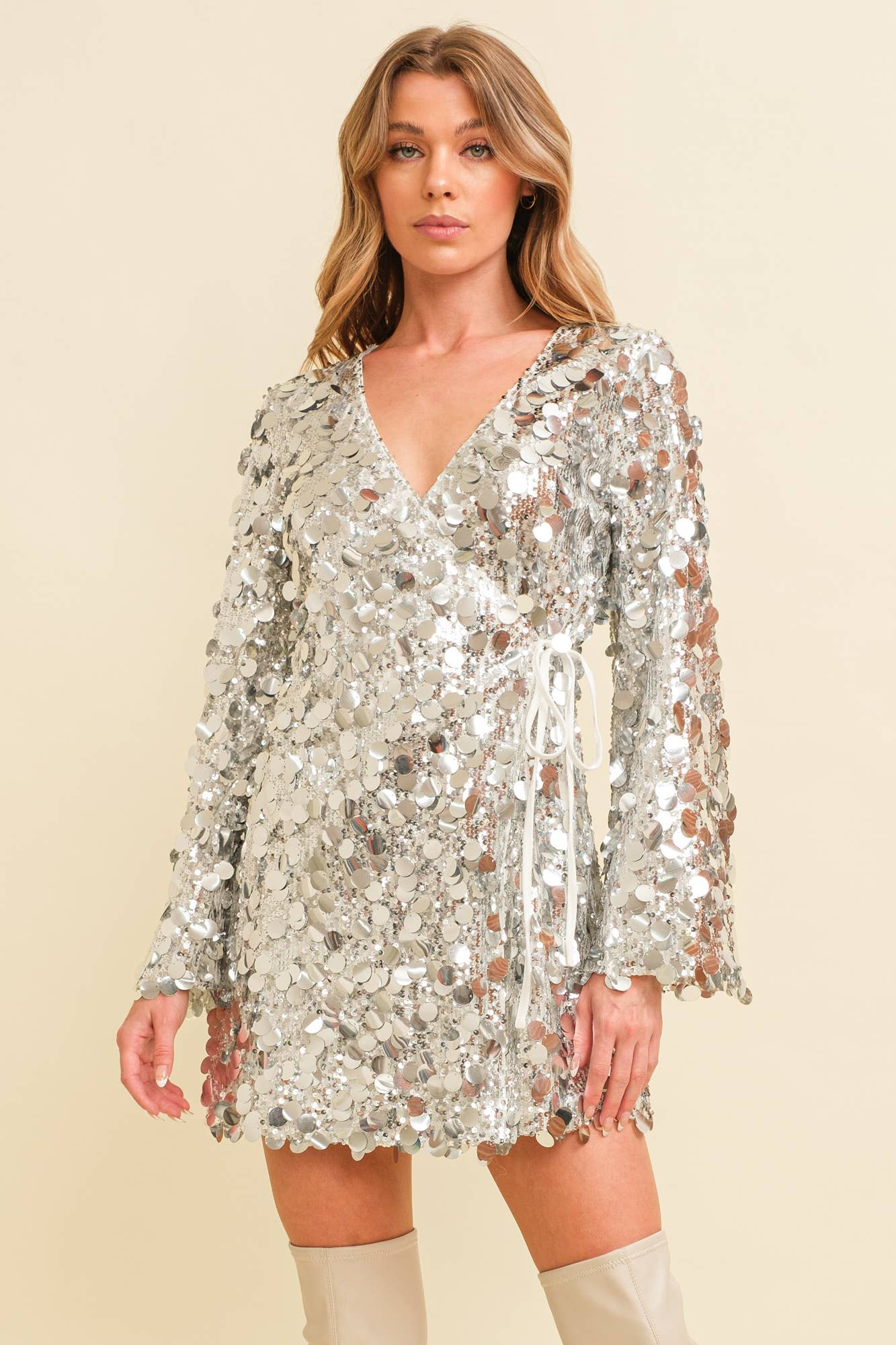 Mirrorball Wrap Dress Gilded Swan Boutique Mirrorball Wrap Dress Gilded Swan Boutique