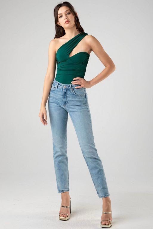 Theresa Emerald One Shoulder Bodysuit