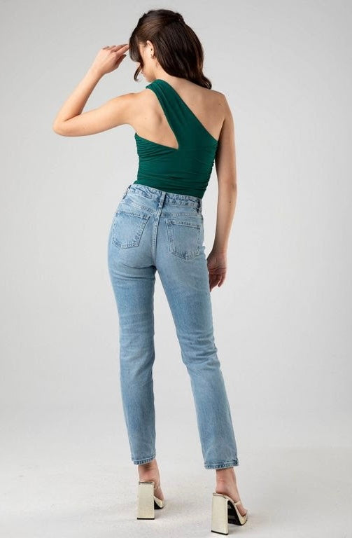 Theresa Emerald One Shoulder Bodysuit