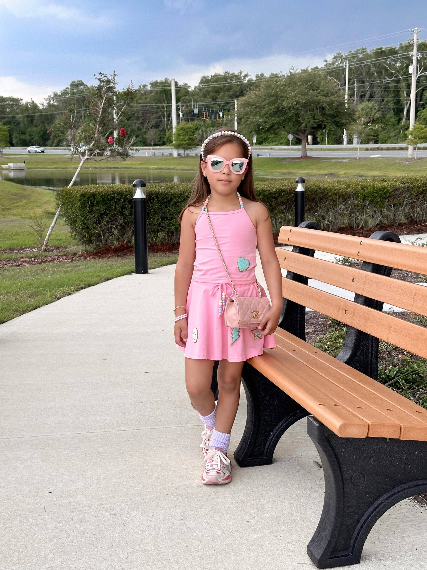 Girls Beaded Skort Set