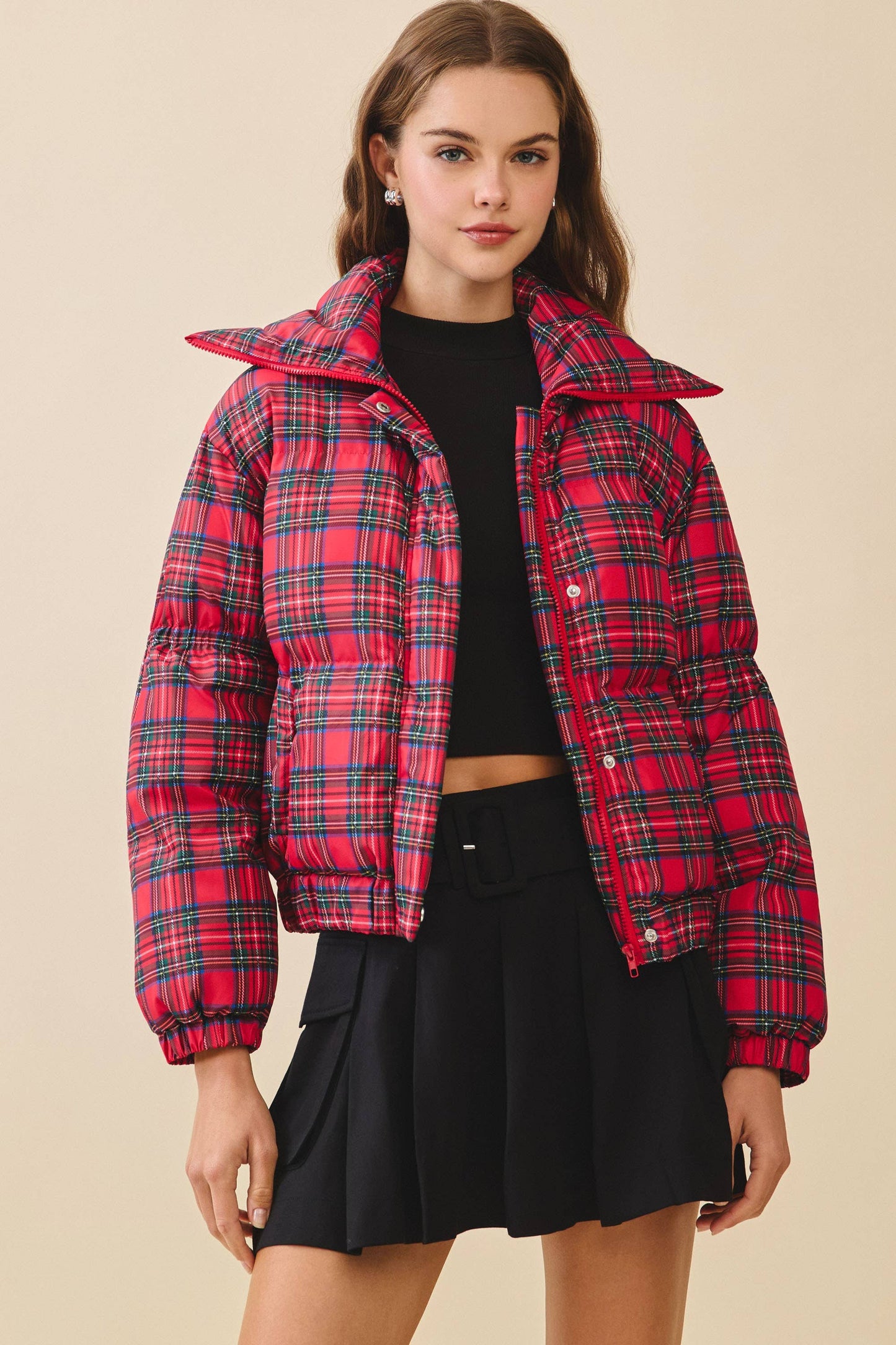 Plaid Puffer Jacket