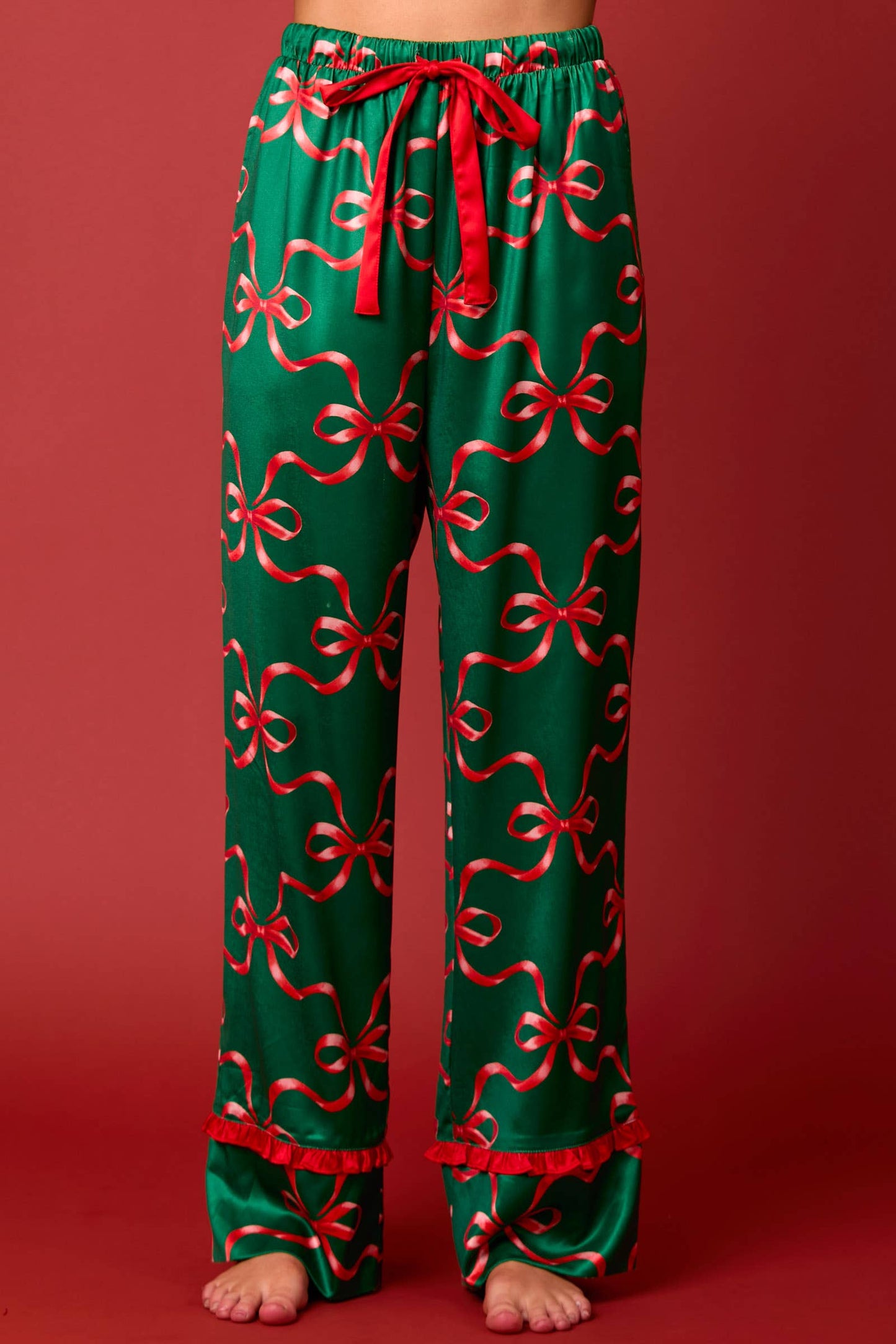 Christmas Time Bow Ruffle Pajamas