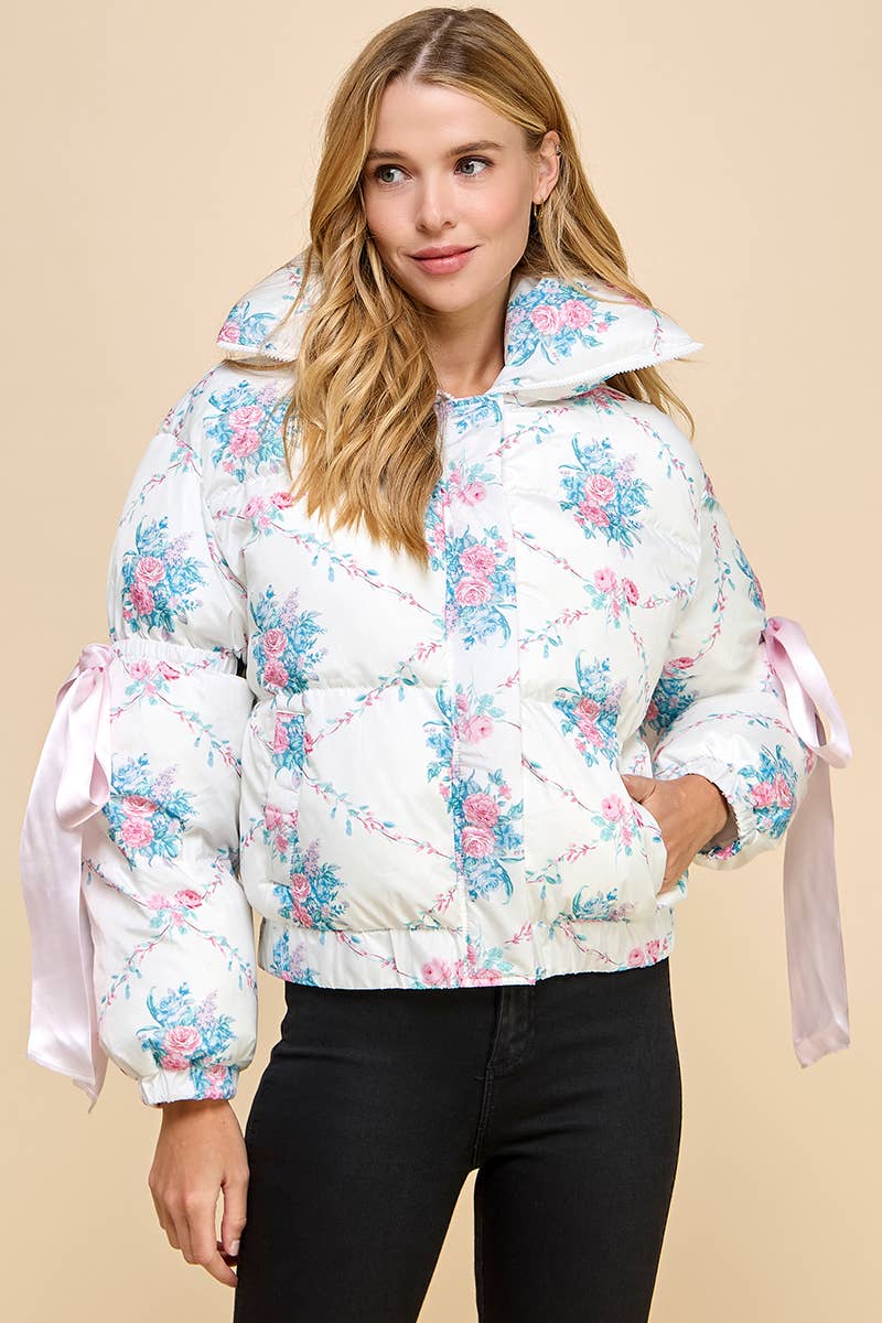 Floral puffer white