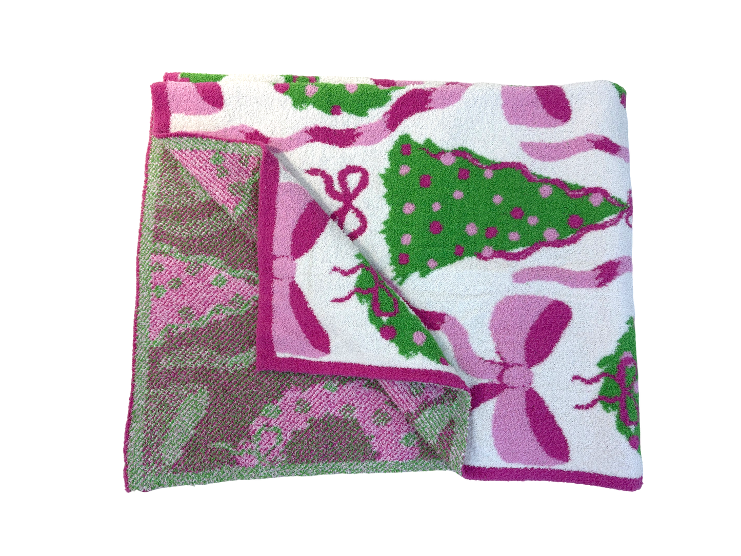 Holiday Wreaths and Trees Luxe Throw Blanket