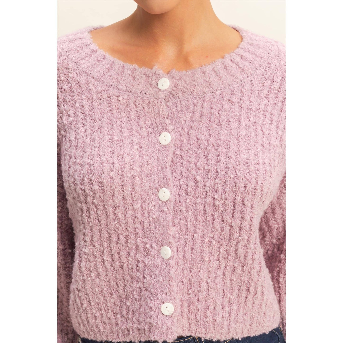 Rosa Button-Up Cardigan- Mauve