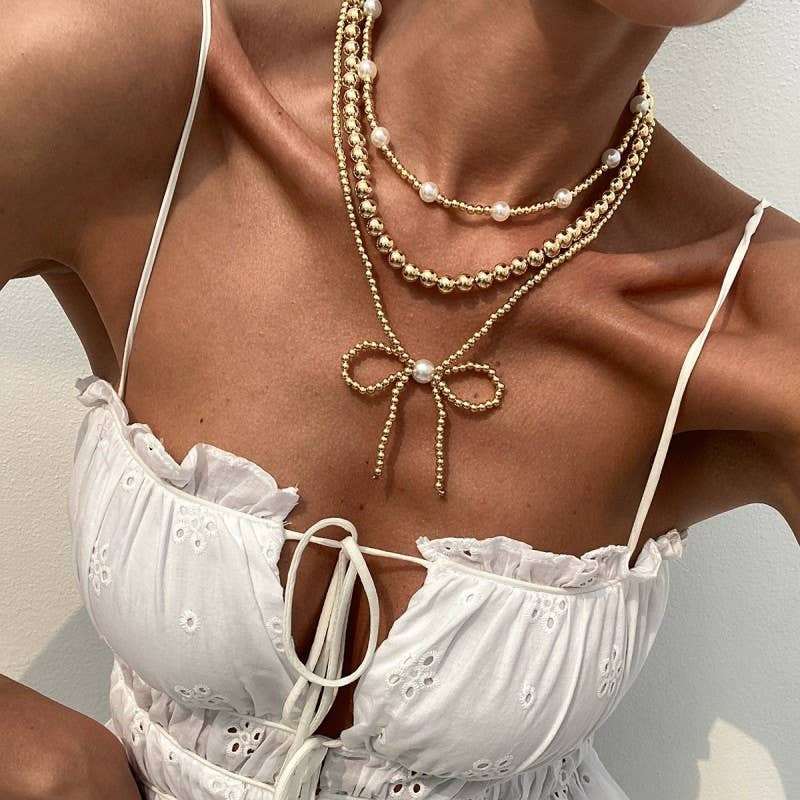Bessie Layered Bow Necklace