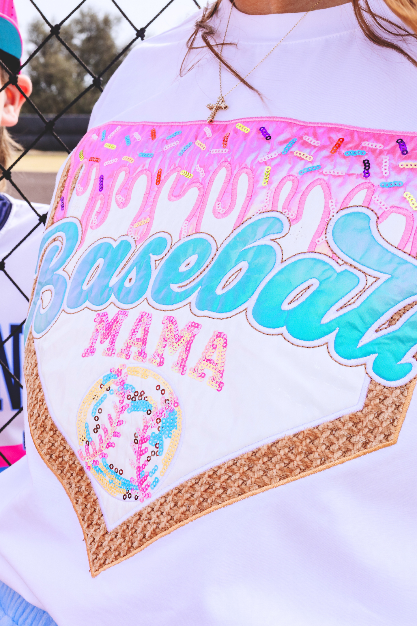 BC- Baseball Mama Ice Cream Drip Sparkle Tee