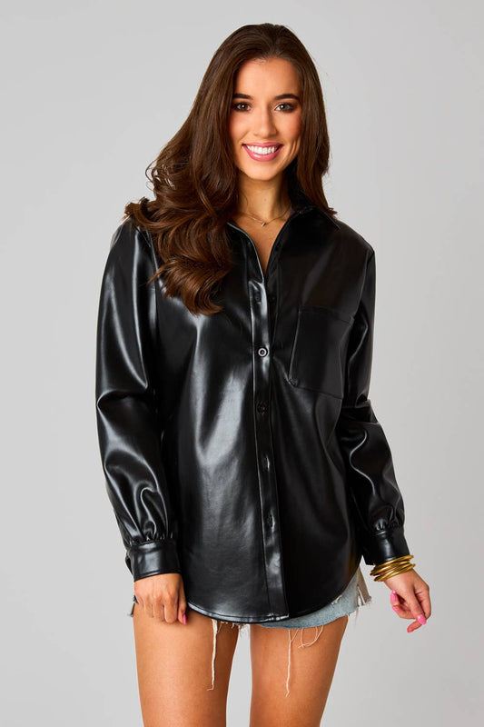 Brielle Black Vegan Leather Top