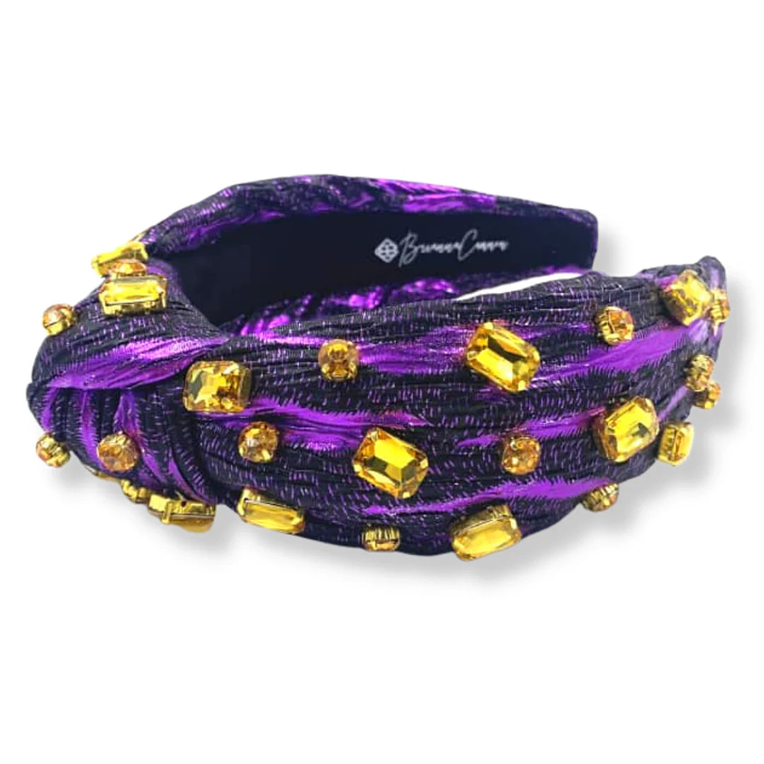 BC- Purple Tiger Headband with Yellow Crystals