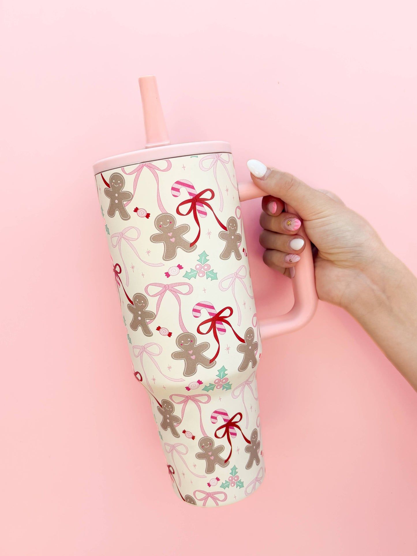 Gingerbread 40oz Tumbler with Spill Proof Lid + Flip Straw