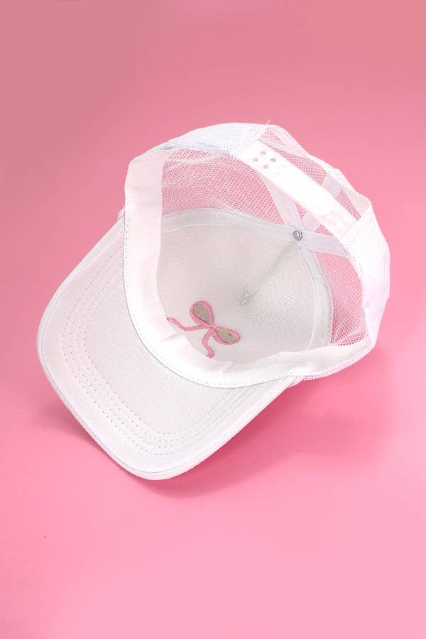 Bow Trucker Hat: White