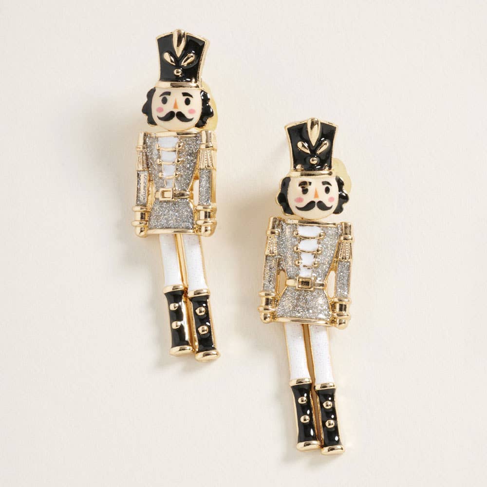 Glittered Nutcracker Soldier Earrings