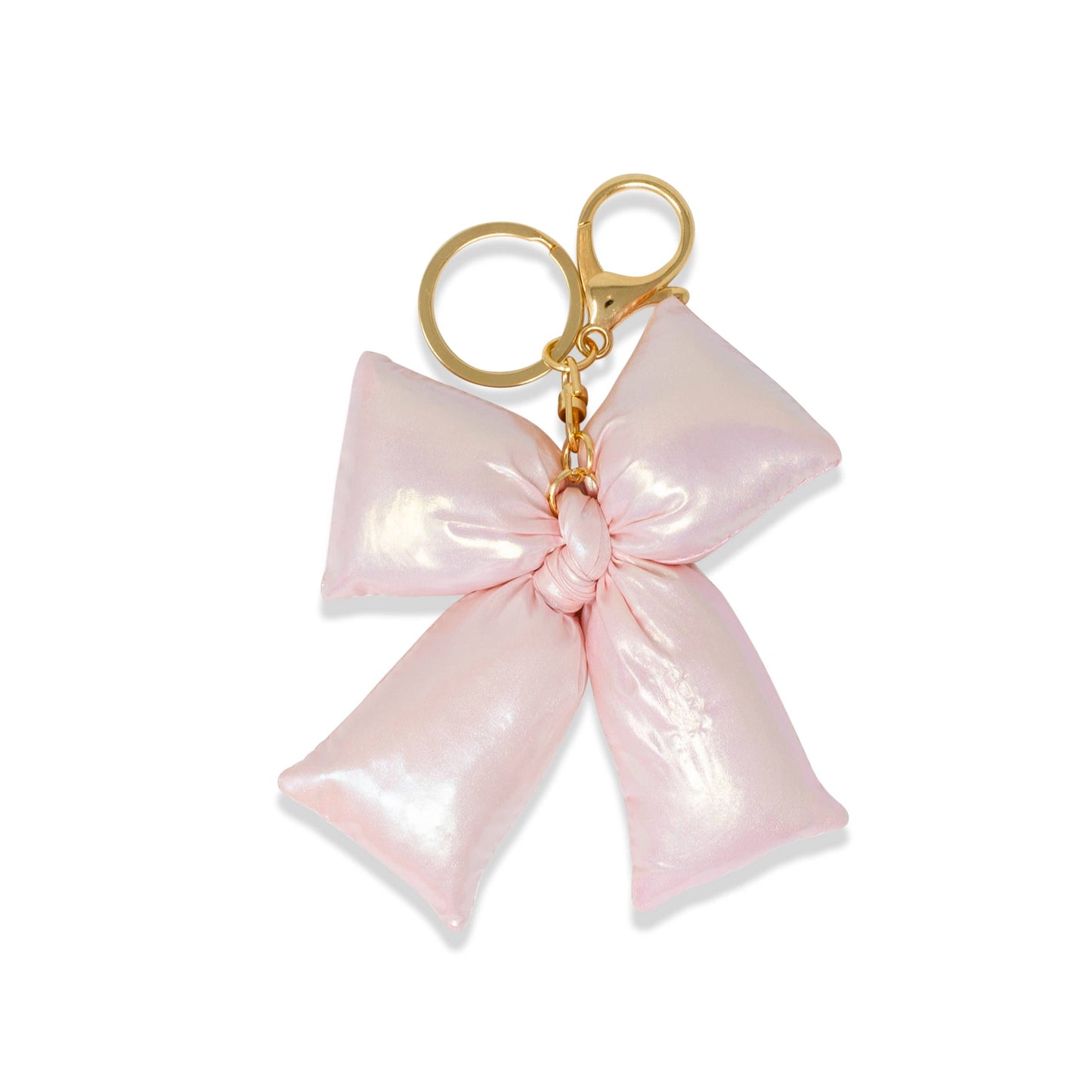 Girls Shiny Quilted Fluffy Bow Handbag: Pink