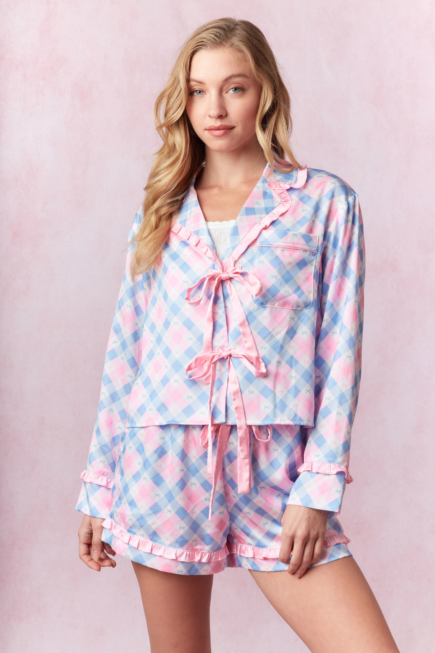 Amy Bow Satin Pajamas