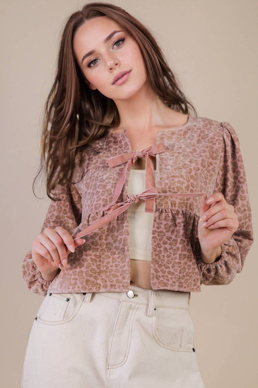 Tara Leopard Tie Blouse