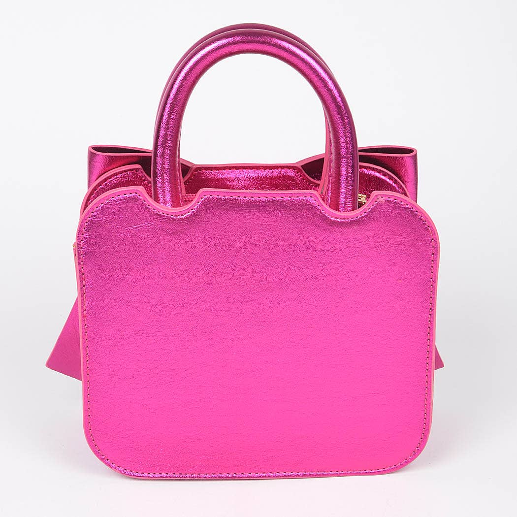 Metallic Bow Mini Bag: Fuschia