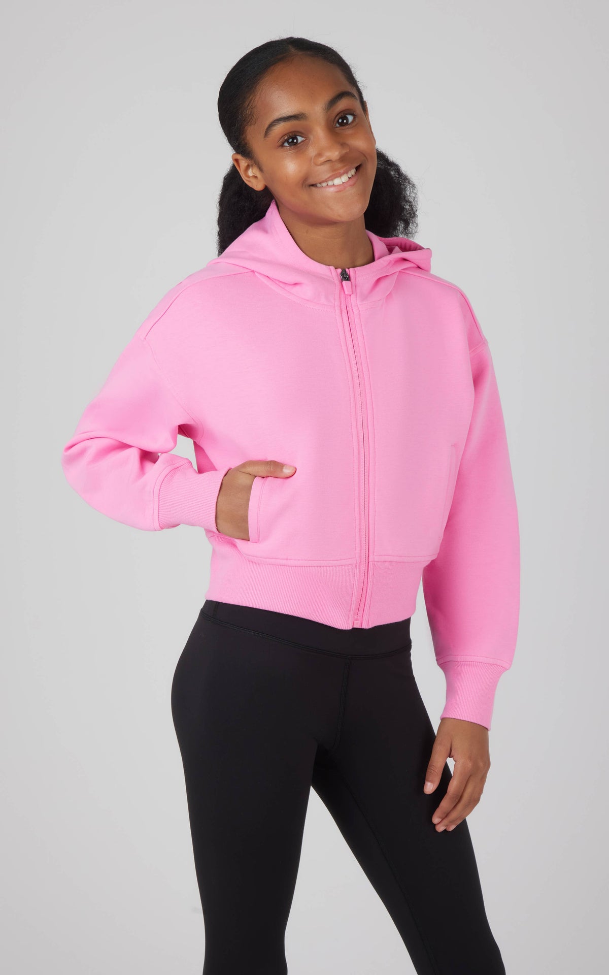 Girls- Scuba Full Zip Everyday Hoodie Jacket:- Orchid