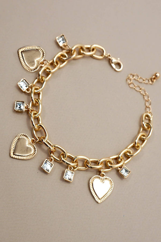 Hearts and Gems Charm Bracelet