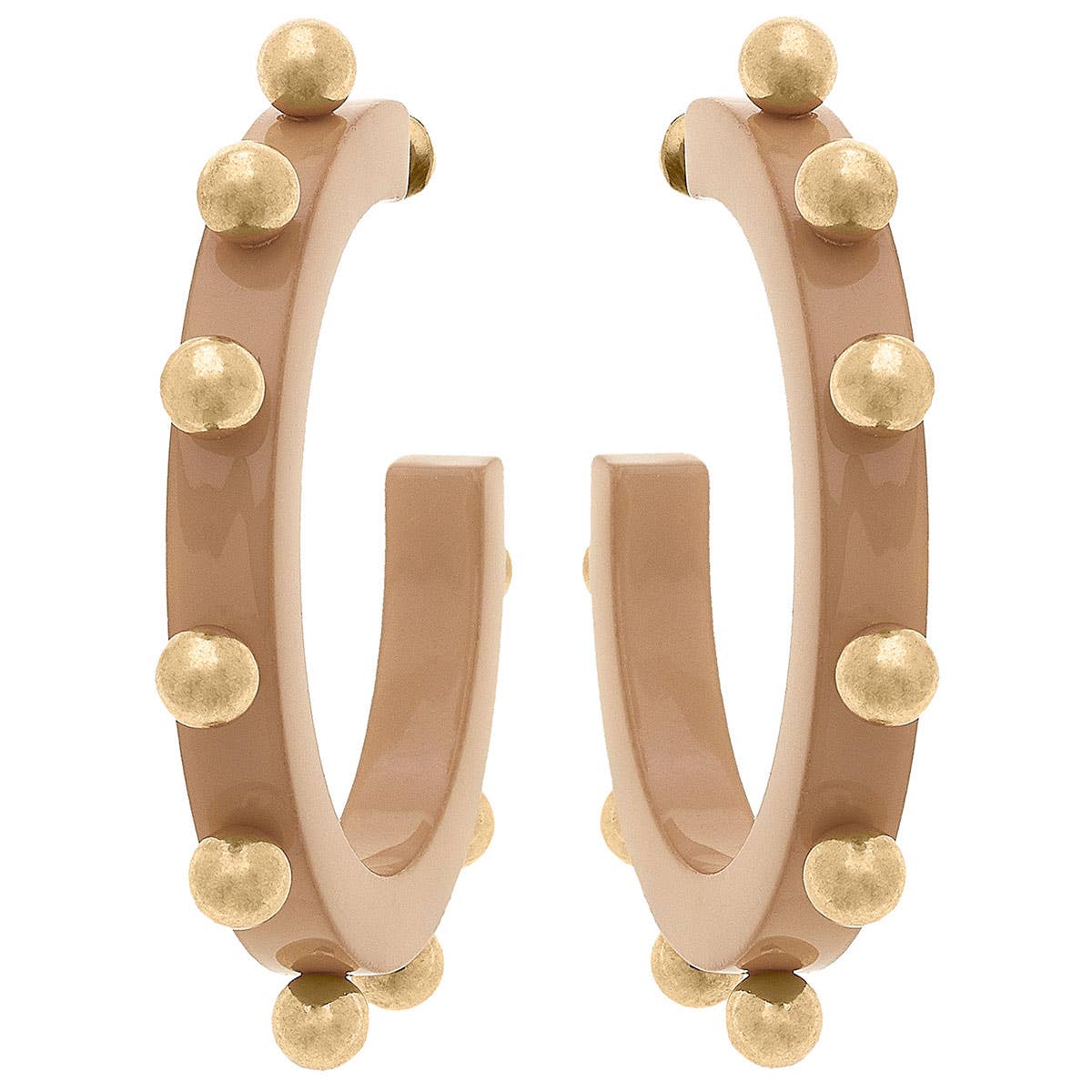 Suri Studded Hoop Earrings- Cocoa