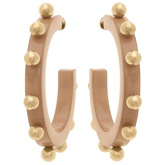 Suri Studded Hoop Earrings- Cocoa