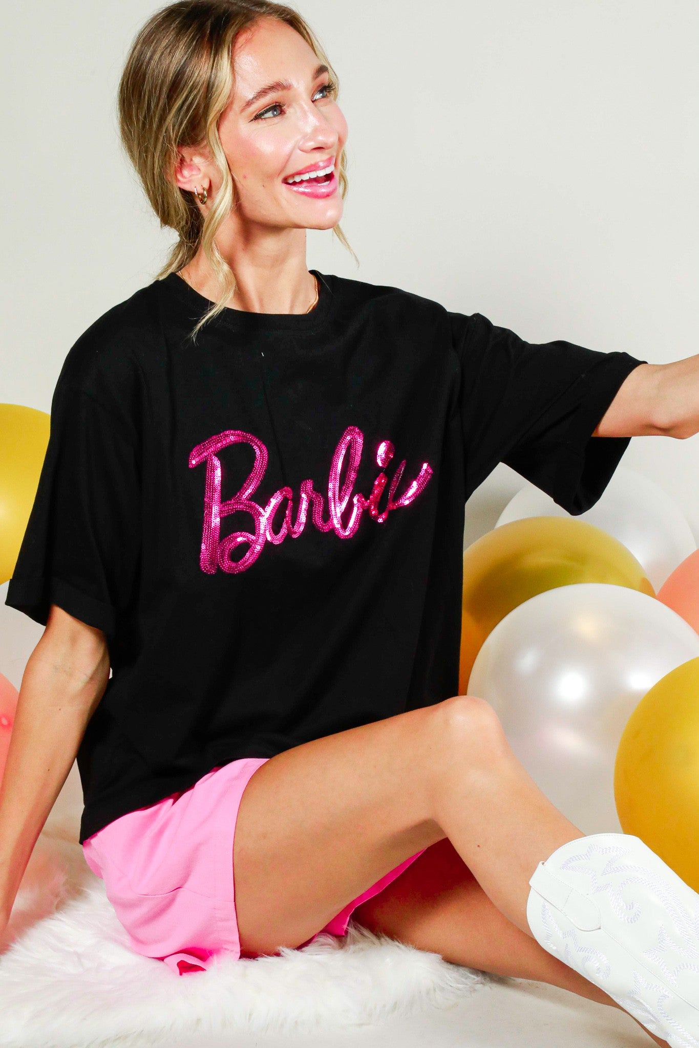 Barbie Sequin Tee- Black