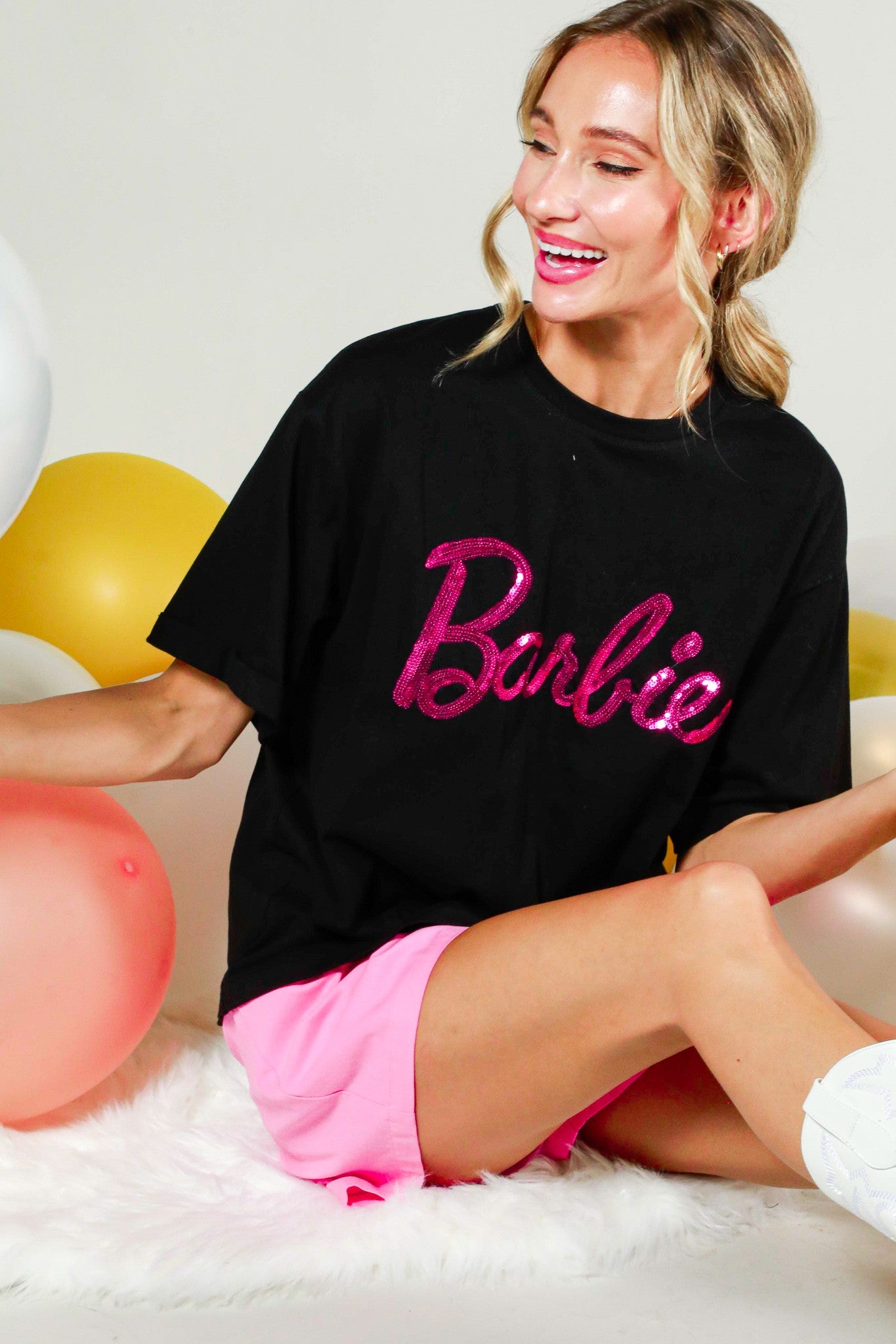 Barbie Sequin Tee- Black