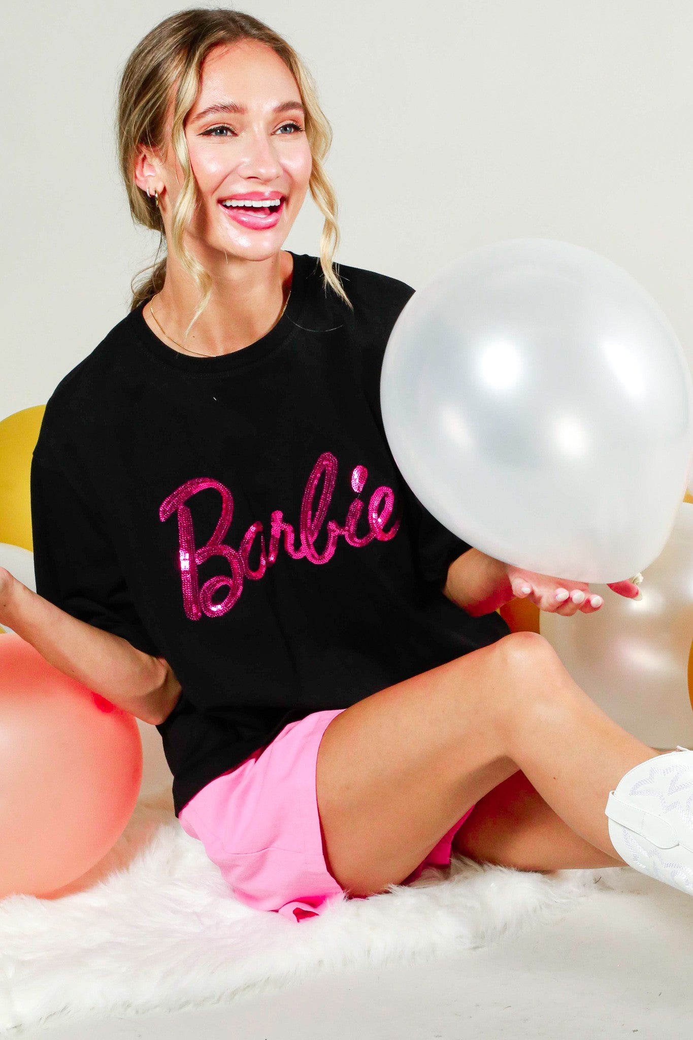 Barbie Sequin Tee- Black