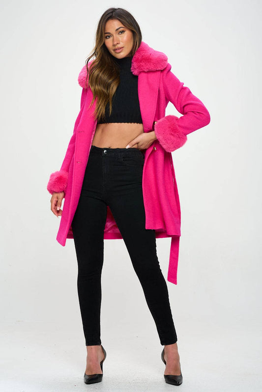Enchantment Faux Fur-Trimmed Hot-Pink