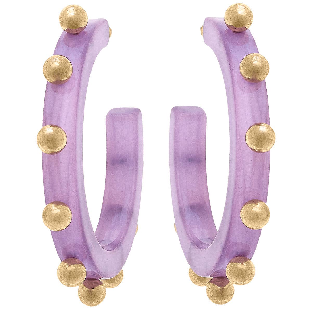 Suri Studded Hoop Earrings- Lavender