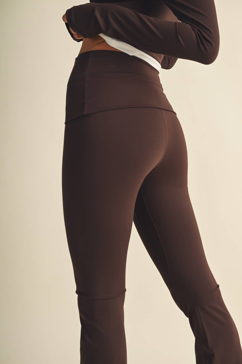 Active Foldover Flare Legging- Dark Chocolate