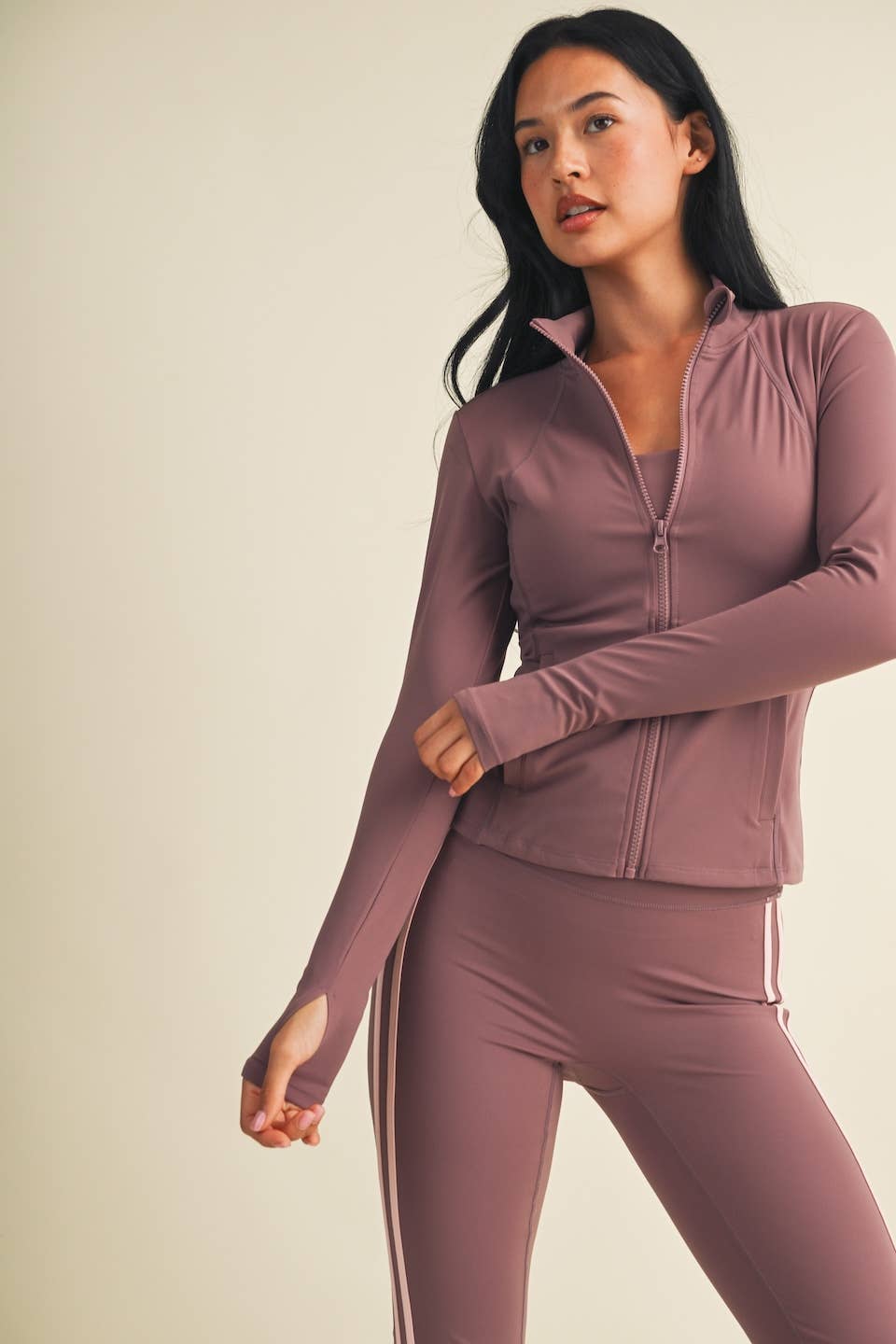 Performance Fitted Full Zip Jacket- Mauve