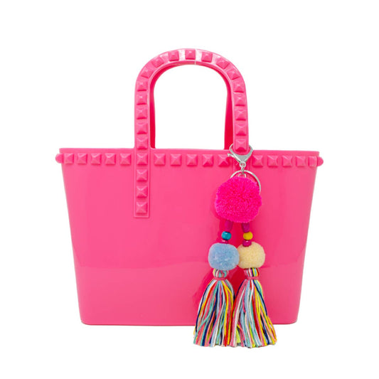 Girls Tiny Jelly Tote Bag: Hot Pink