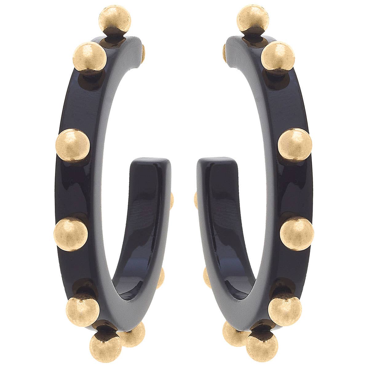 Suri Studded Hoop Earrings- Black