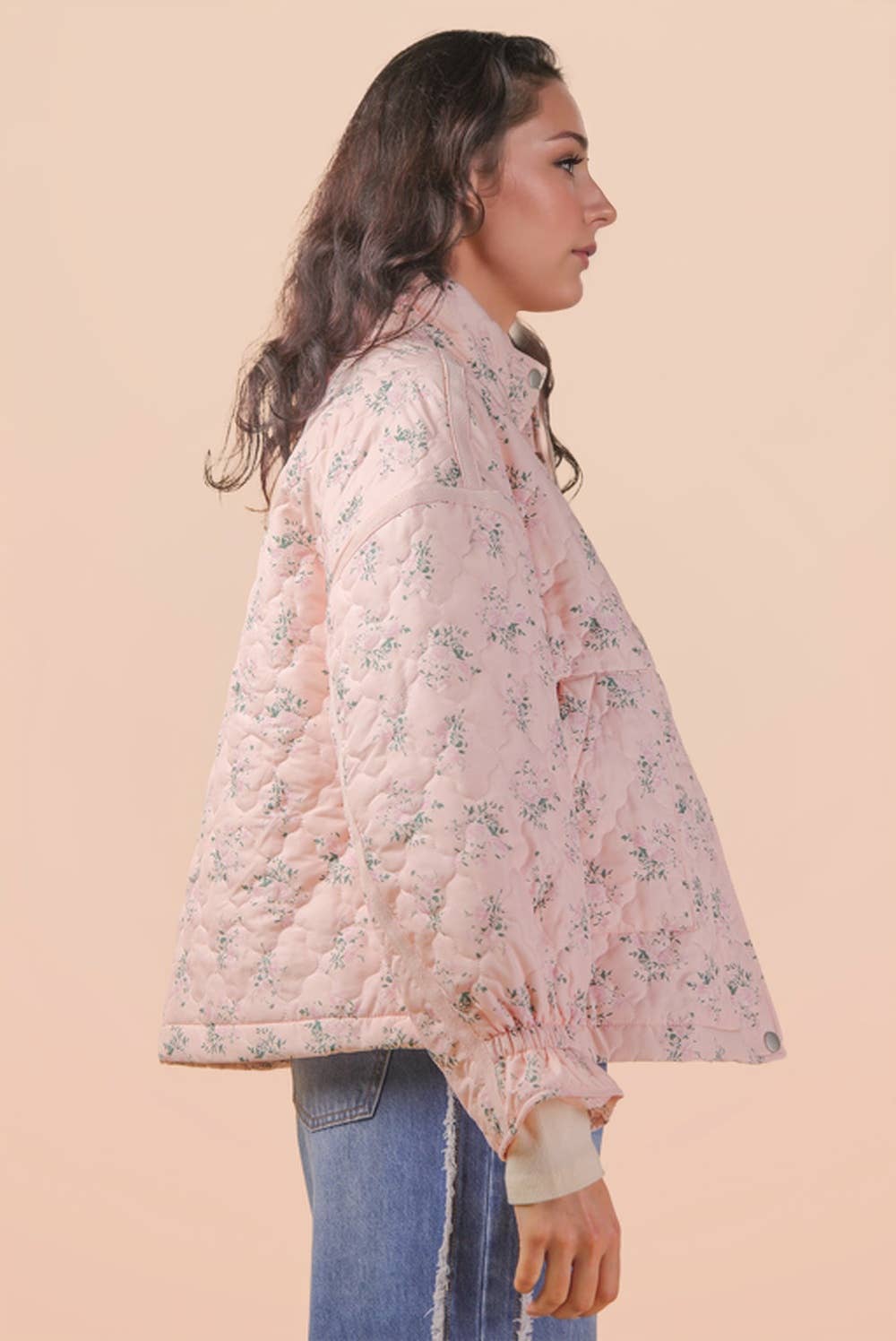 Cecily Oversized Quilted Jacket- Pink