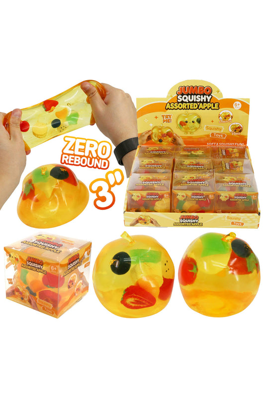 Large 3 Inch Coconut Oil Jelly Apple Fruit Zero Rebound Squishy