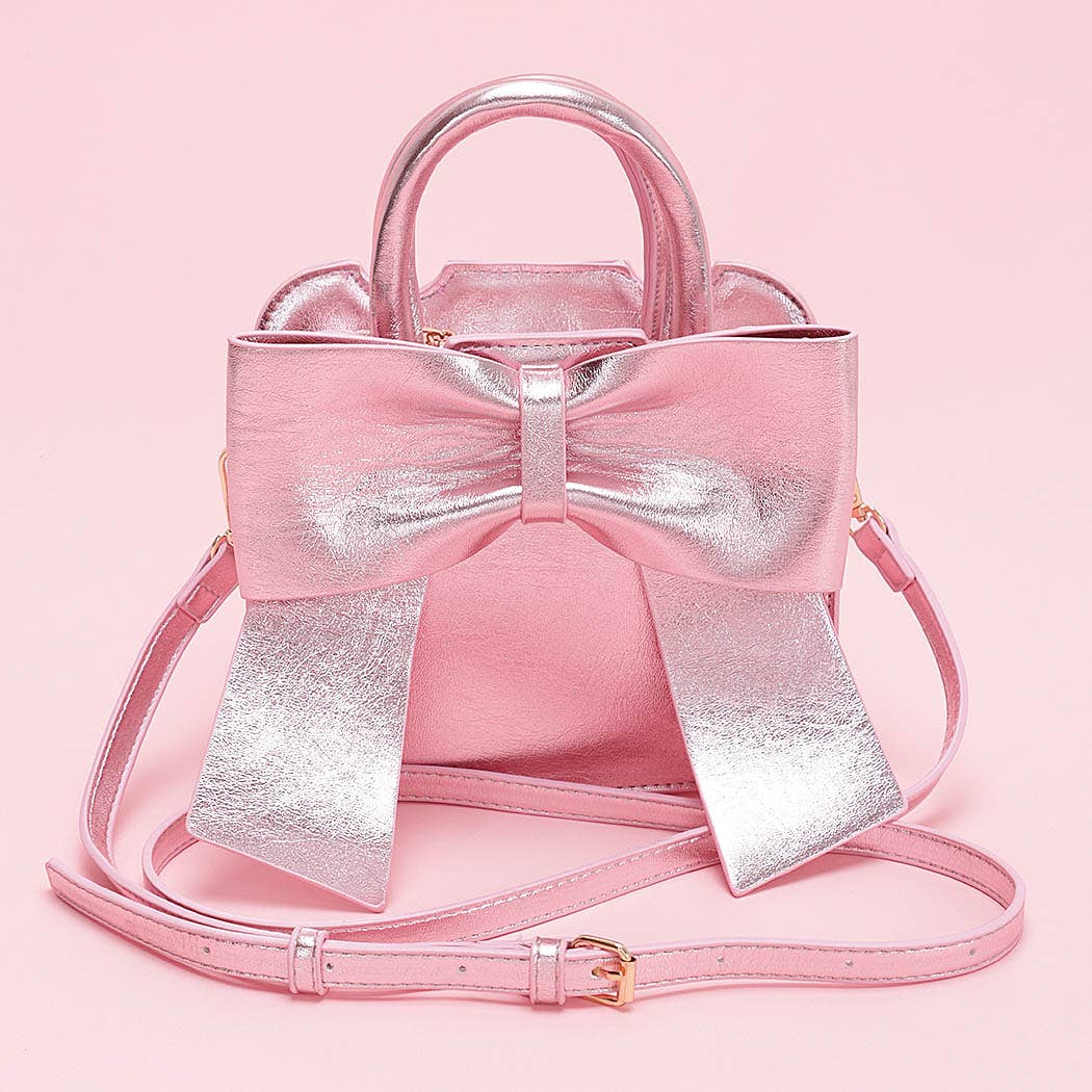 Metallic Bow Mini Bag: Ice Pink